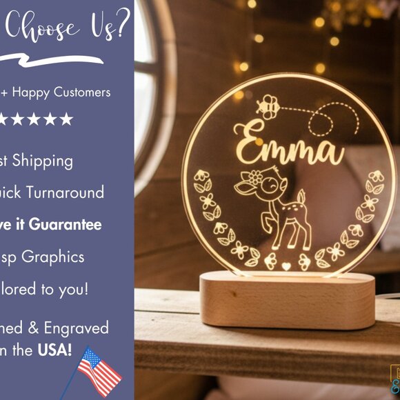 Custom Fawn LED Night Light – Adorable Room Decor for Kids - Picture 4 of 8